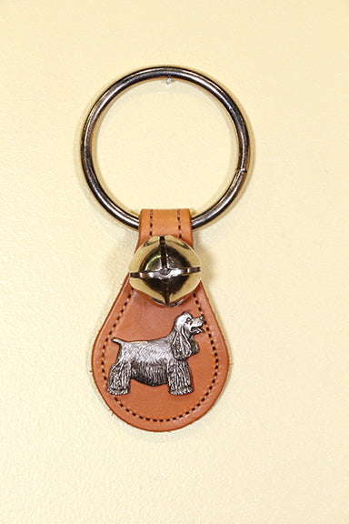 SPANIEL CHARM on Leather Teardrop - 1 Bell