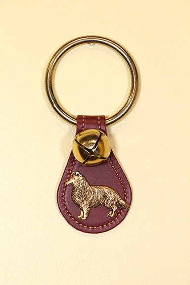COLLIE CHARM on Leather Teardrop - 1 Bell