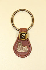 YORKIE CHARM on Leather Teardrop - 1 Bell