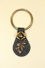 PINE BRANCH CHARM on Leather Teardrop - 1 Bell