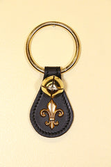 FLEUR de LIS CHARM on Leather Teardrop - 1 Bell