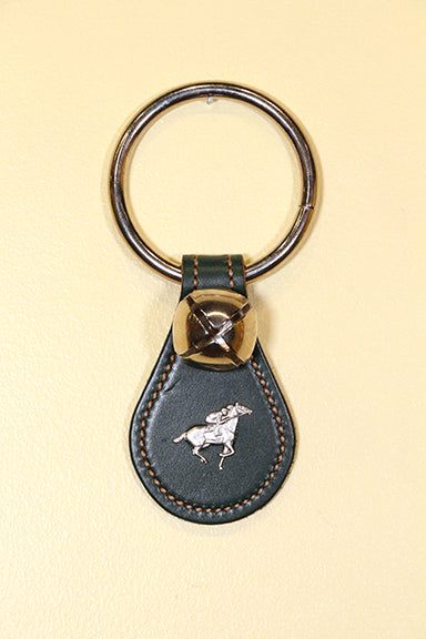 HORSE with RIDER CHARM on Leather Teardrop - 1 Bell