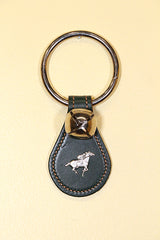 HORSE with RIDER CHARM on Leather Teardrop - 1 Bell