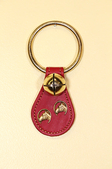 HORSE HEADS in HORSESHOES CHARMS on Leather Teardrop - 1 Bell