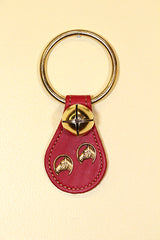 HORSE HEADS in HORSESHOES CHARMS on Leather Teardrop - 1 Bell