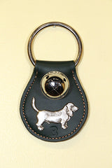 BASSET HOUND CHARM on X-Lg Leather Teardrop - 1 Bell