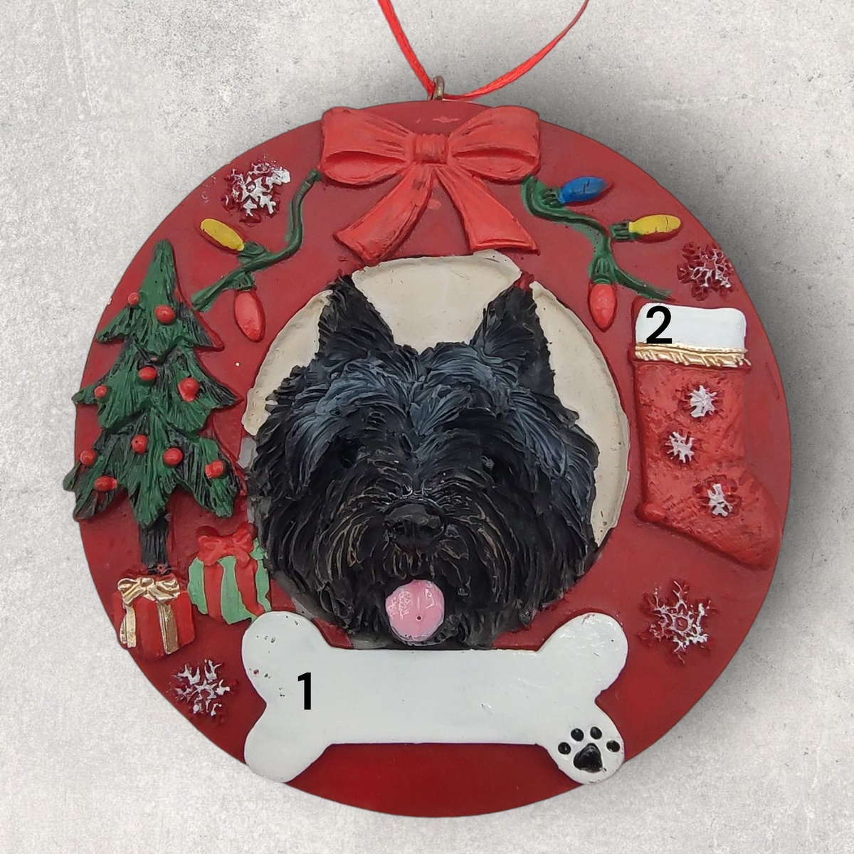 DOGS - CAIRN TERRIER - BLACK - Red Wreath
