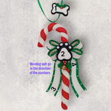 DOGS - PAW PRINT CANDY CANE Ornament