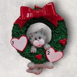 CAT in WREATH Ornament - GRAY