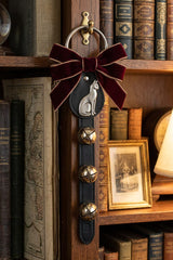 CAT (SITTING) CHARM above 3 Bells on Leather Strap