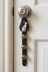 CAT (SITTING) CHARM above 3 Bells on Leather Strap