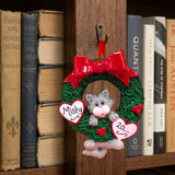 CAT in WREATH Ornament - GRAY