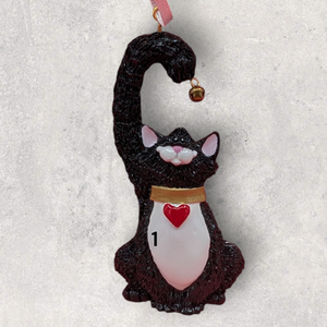 CAT with BELL Ornament - BLACK