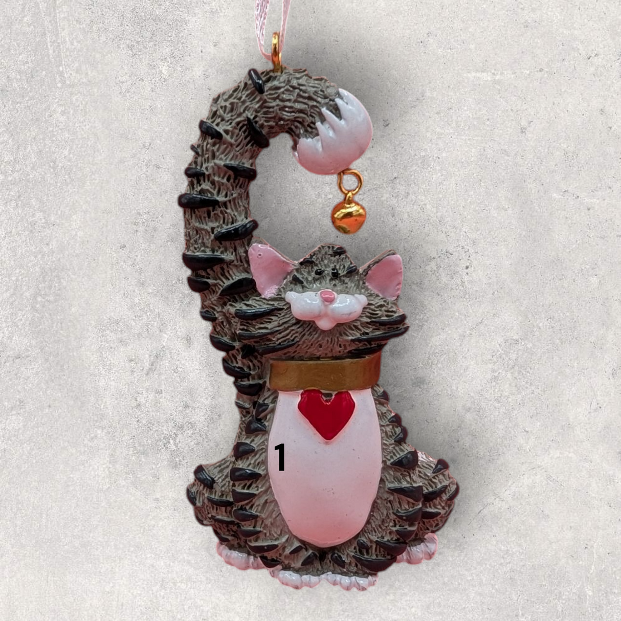 CAT with BELL Ornament - GRAY