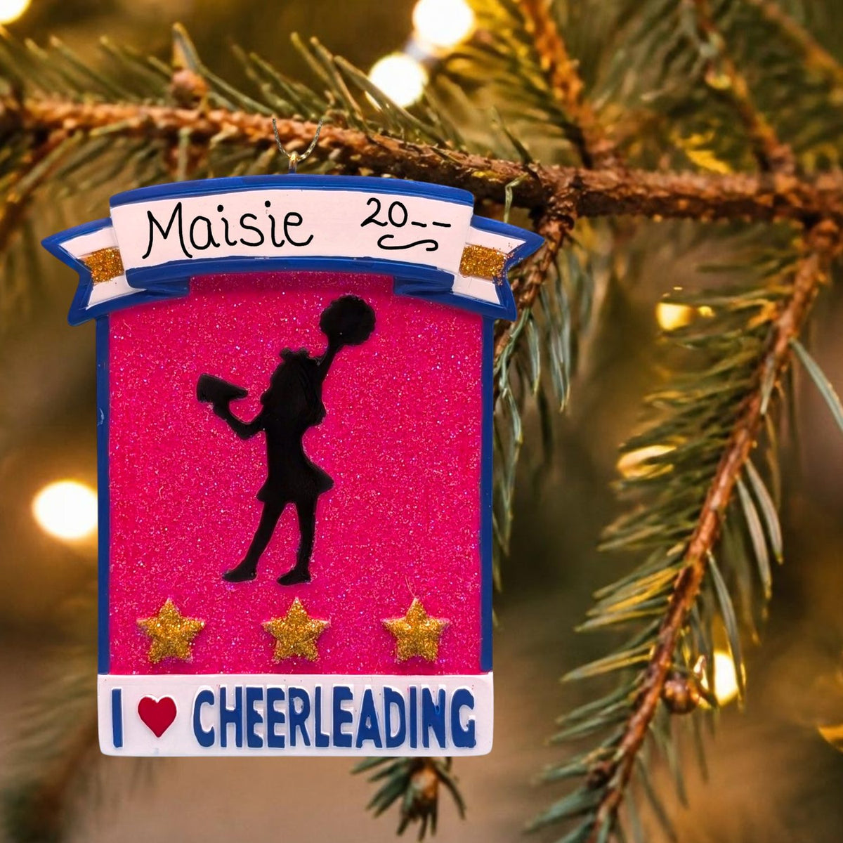 CHEER - I (HEART) CHEERLEADING PINK GLITTER Ornament