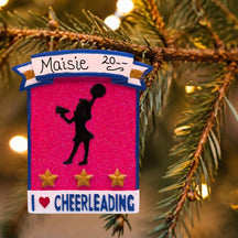 CHEER - I (HEART) CHEERLEADING PINK GLITTER Ornament