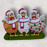 3 CHICKENS Ornament