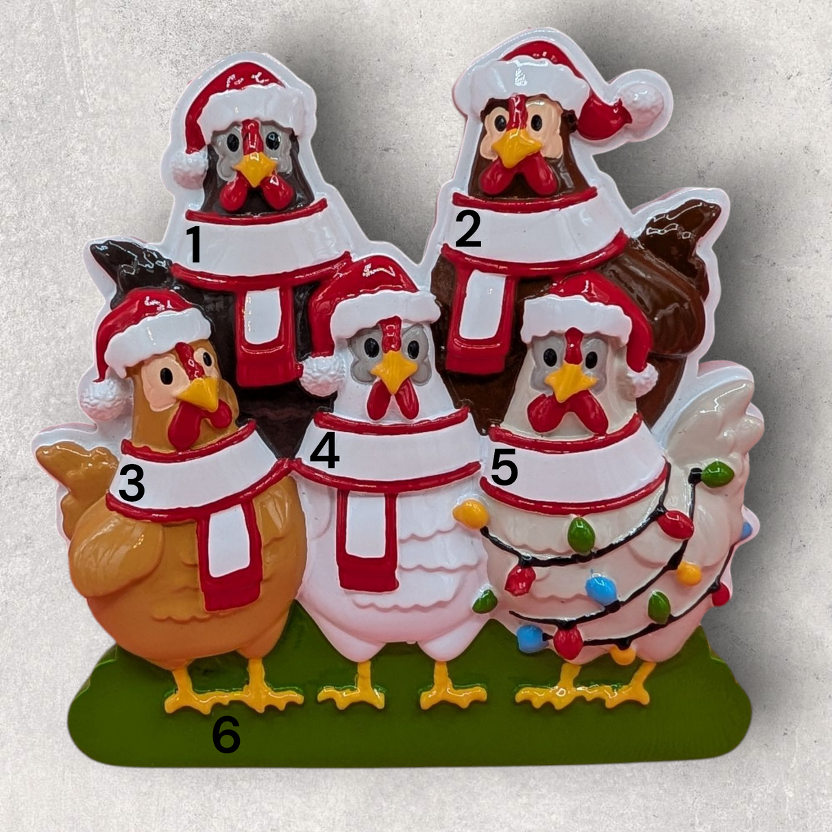 5 CHICKENS Ornament