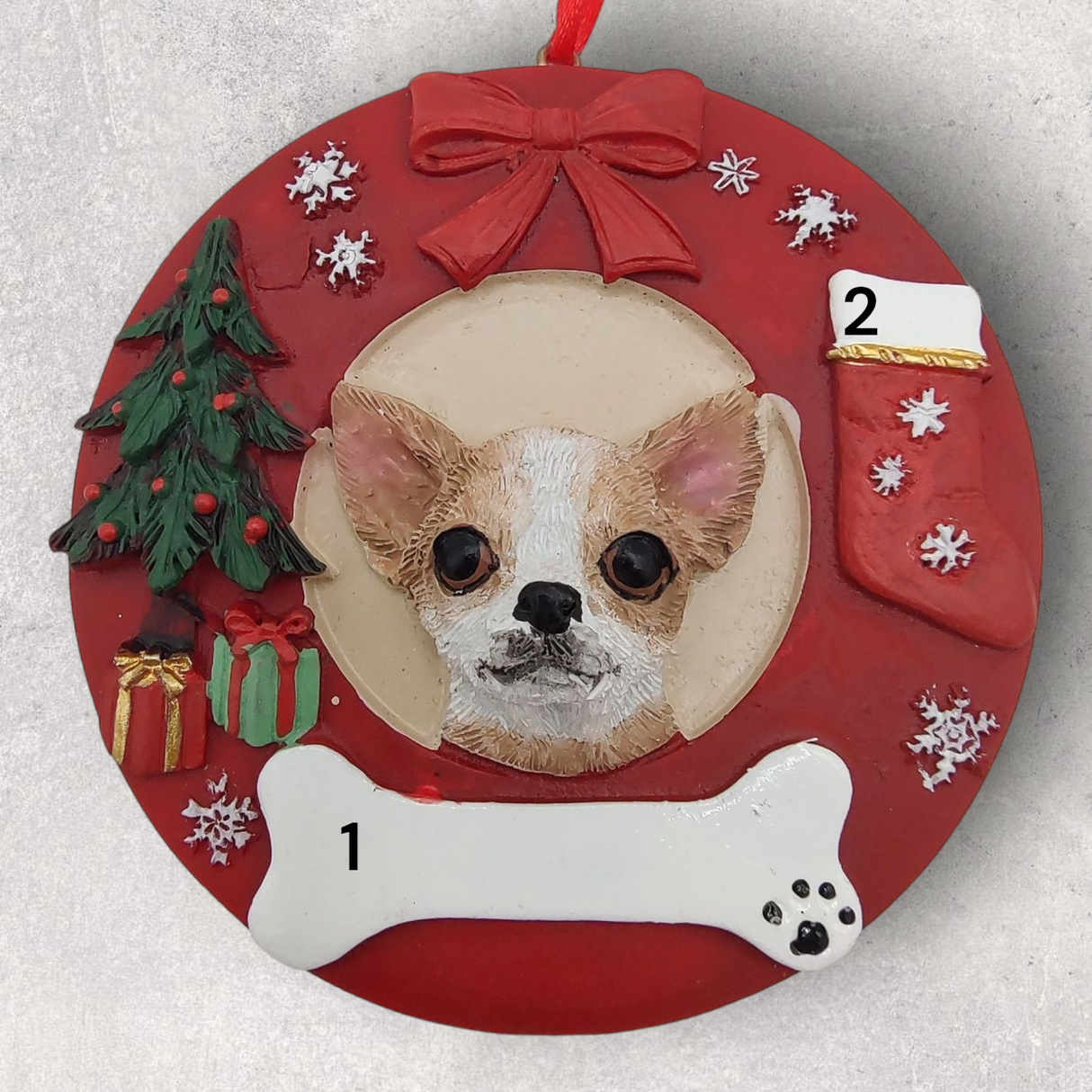 DOGS - CHIHUAHUA (FAWN) - Red Wreath