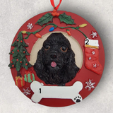 DOGS - COCKER SPANIEL (BLACK) - Red Wreath