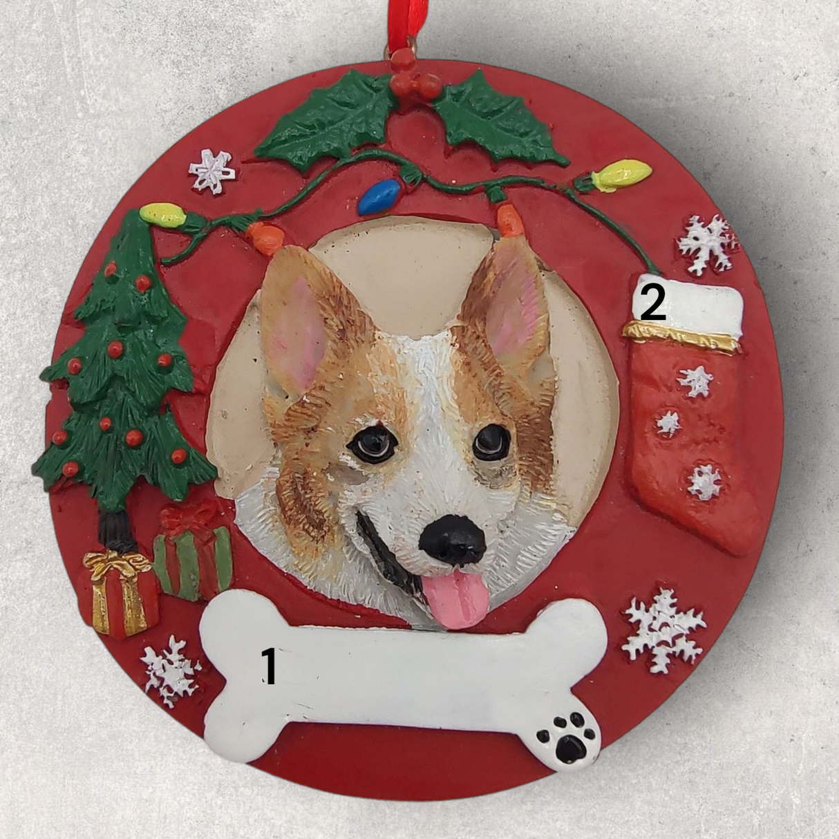 DOGS - CORGI - Red Wreath