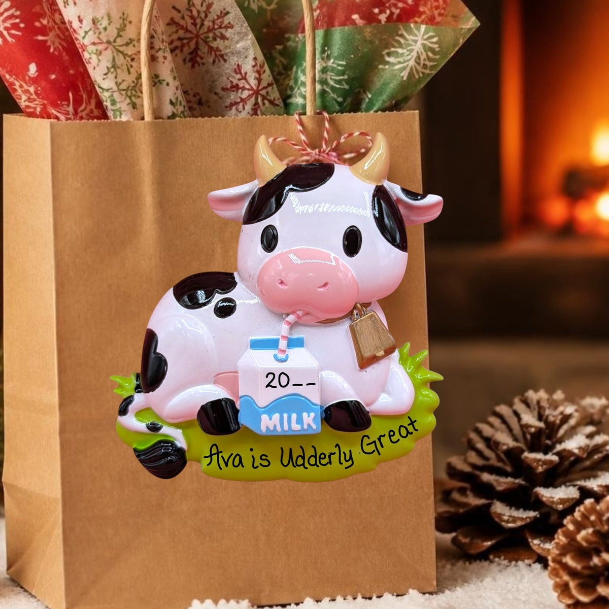 Cow with Milk Ornament