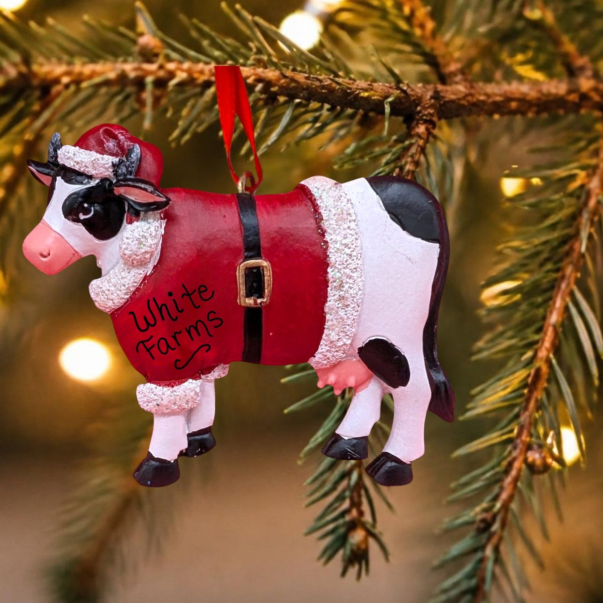 Cow in Santa Suit Ornament