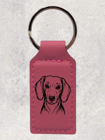 KEYCHAIN - DACHSHUND - Leatherette - Personalizable