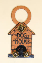DOGHOUSE Hand-Painted LEATHER Doorknob Bell