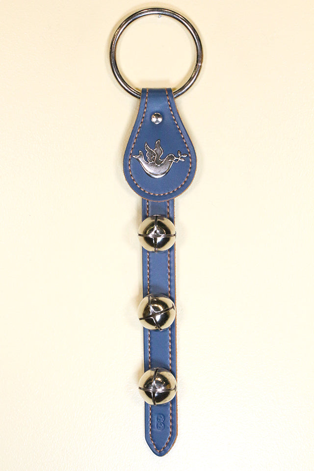 DOVE of PEACE CHARM above 3 Bells on Leather Strap
