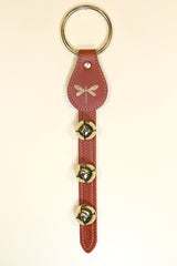 DRAGONFLY CHARM above 3 Bells on Leather Strap