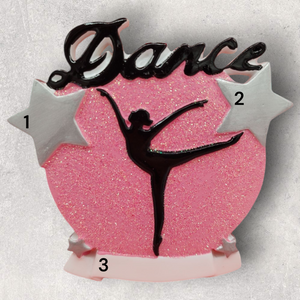 DANCE SILHOUETTE on PINK GLITTER Ornament