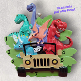 DINOSAURS (5) in a JEEP Ornament