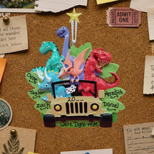 Dinosaurs in a Jeep Ornament (5 Names)