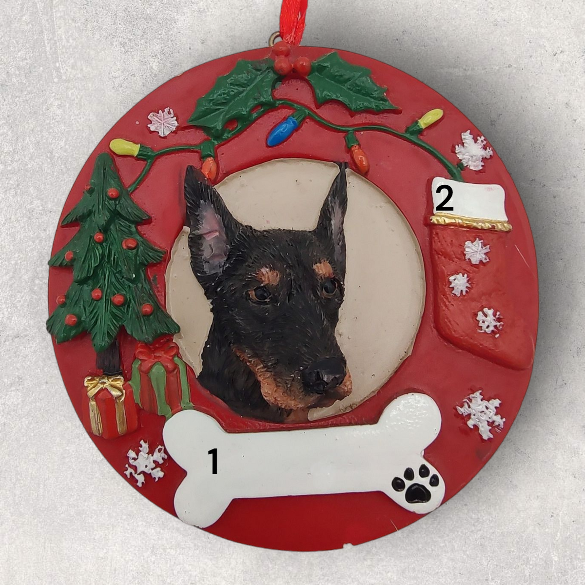 DOGS - DOBERMAN - Red Wreath