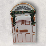 WHITE DOOR Ornament - with HOLLY GARLAND