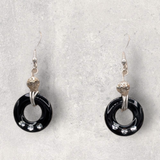 LOOPS JEWELRY - Black Earrings - Swarovski Crystal & Silver Bead Accents