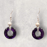 LOOPS JEWELRY -  Deep Purple Earrings - Silver Beads