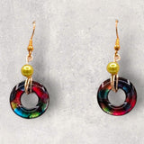 JEWELRY -  Multi-Colored Swirl Earrings - Gold Beads
