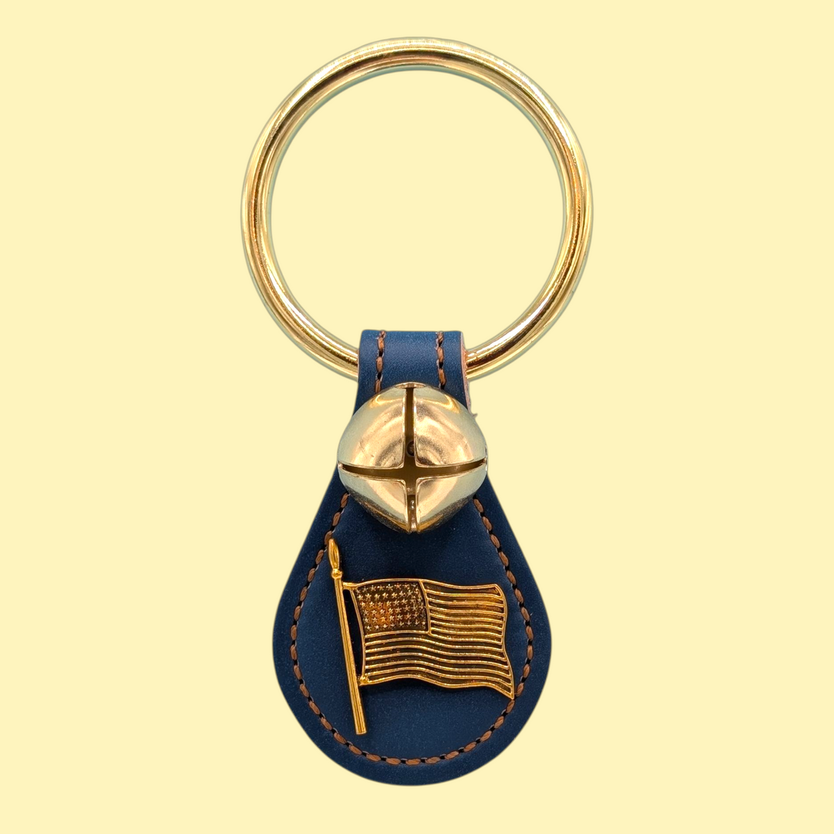 AMERICAN FLAG CHARM on Leather Teardrop - 1 Bell