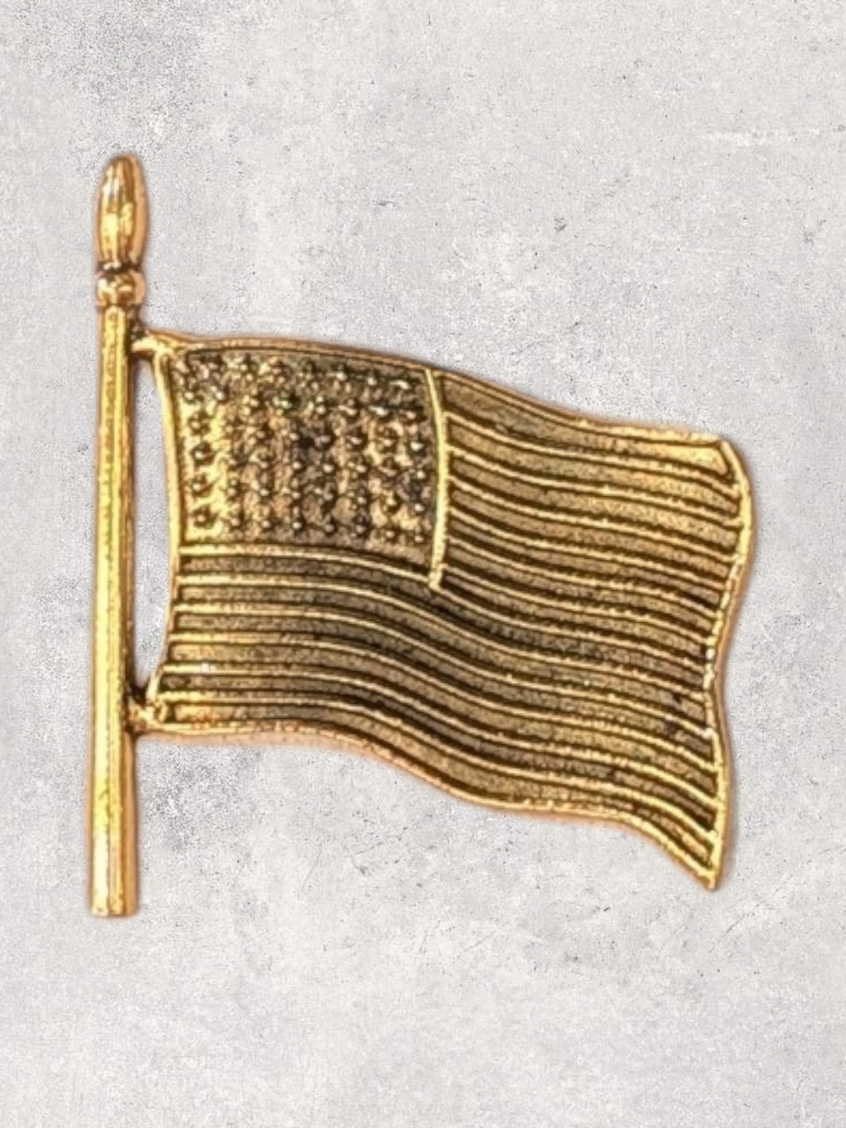 FLAG CHARM above 3 Solid Brass Belsnickel Bells on Leather Strap