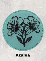 LEATHERETTE FLOWER COASTER SET - TEAL