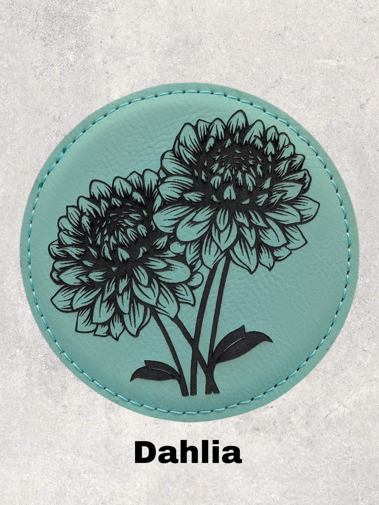 LEATHERETTE FLOWER COASTER SET - TEAL