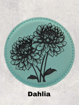 LEATHERETTE FLOWER COASTER SET - TEAL