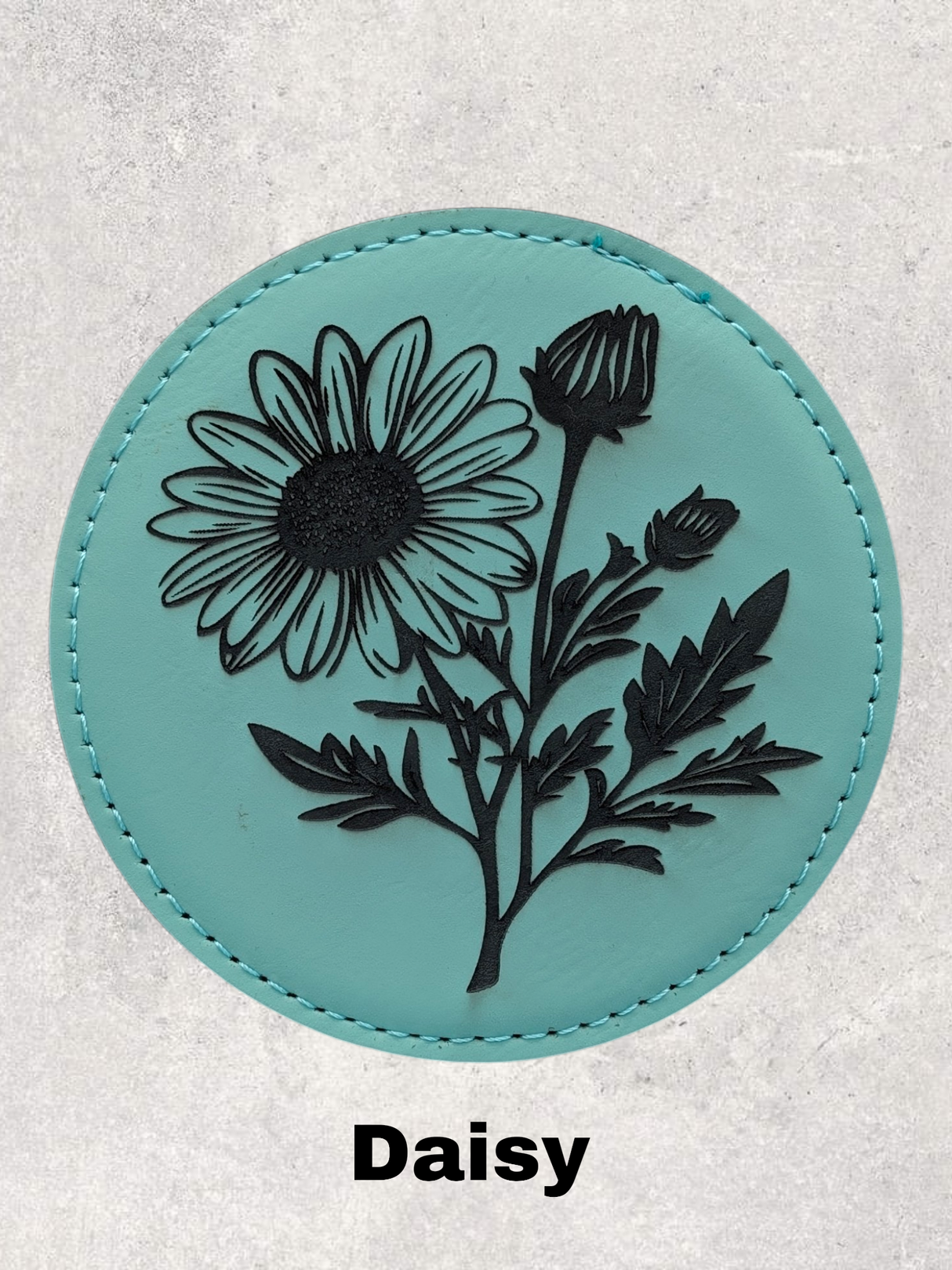 LEATHERETTE FLOWER COASTER SET - TEAL