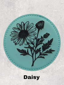 LEATHERETTE FLOWER COASTER SET - TEAL