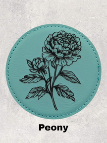 LEATHERETTE FLOWER COASTER SET - TEAL