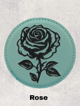 LEATHERETTE FLOWER COASTER SET - TEAL