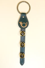 FRENCH HORN CHARM above 3 Bells on Leather Strap