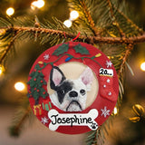 DOGS - FRENCH BULLDOG - BLACK & WHITE - Red Wreath